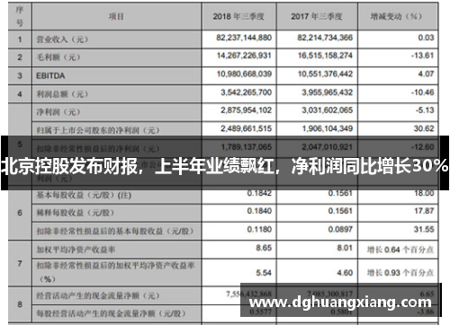 北京控股发布财报，上半年业绩飘红，净利润同比增长30%